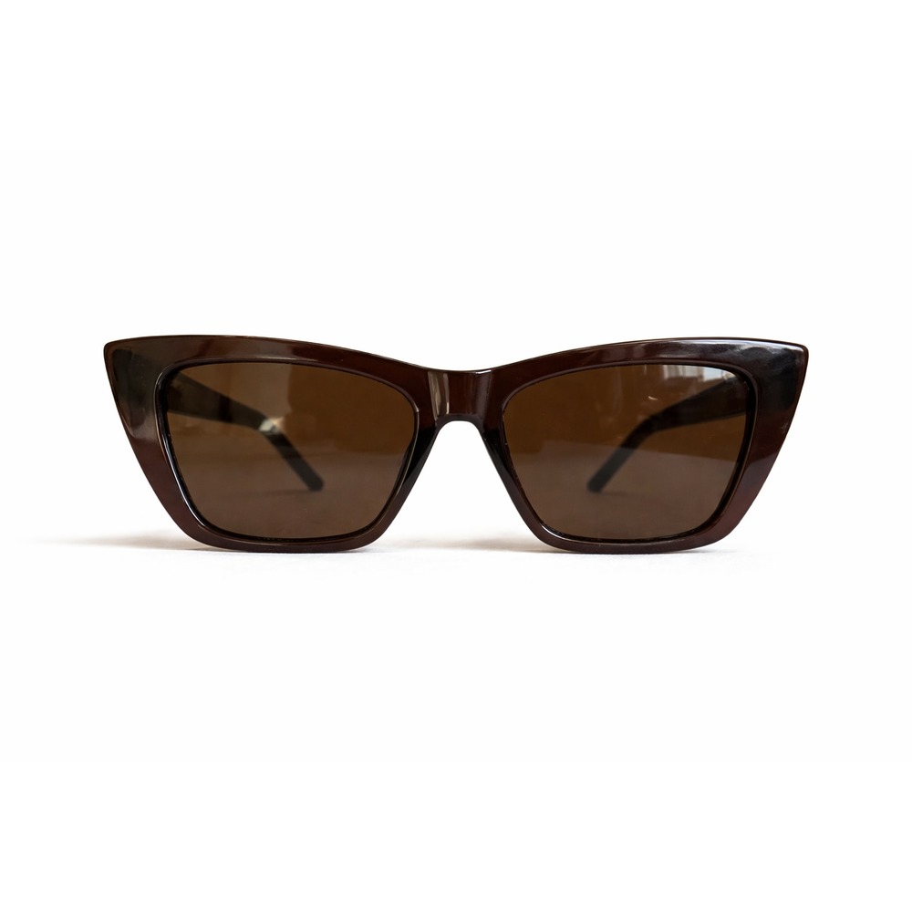 90s Y2K Fashion Sunglasses Square Cat-Eye Brown Frame Brown Lenses - Used